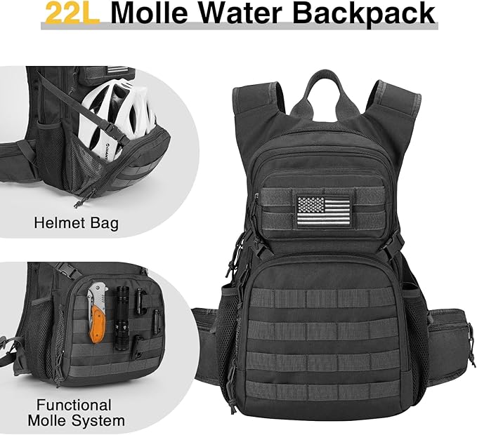 CVLIFE Hydration Backpack with 3L TPU Tactical Water Bladder, 22L Hiking - Image 2