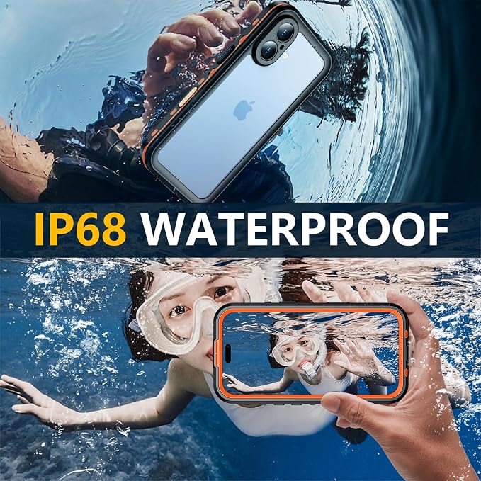 Red2Fire for iPhone 17 Case Waterproof, Phone Case 6.3" Orange/Clear - Image 2