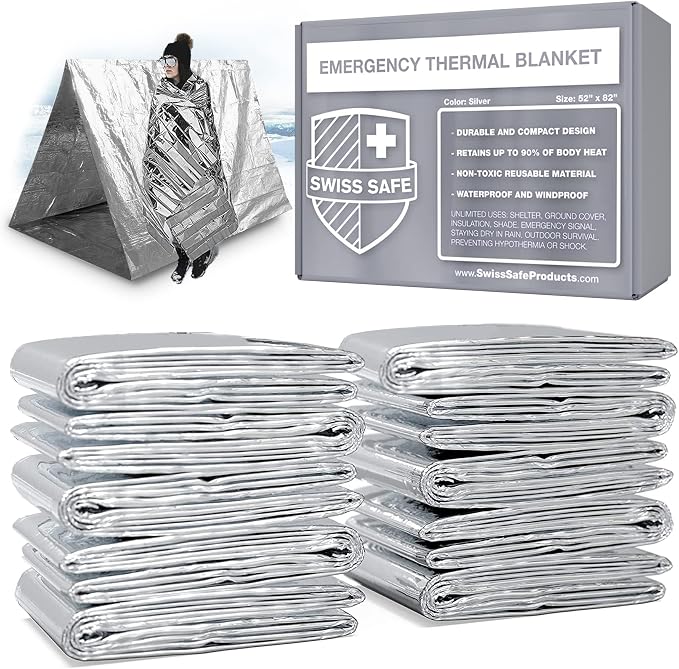 Swiss Safe 10 Pack Mylar Emergency Blankets by SwissSafe
