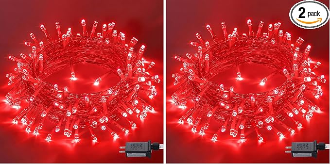 JMEXSUSS 150 LED Red Christmas Lights Indoor Outdoor Waterproof, Connectable 59 by JMEXSUSS