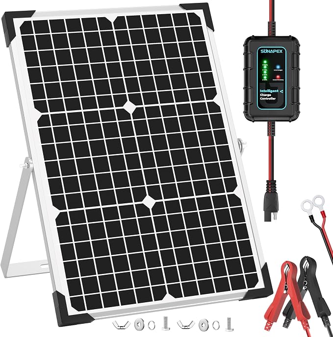 SUNAPEX 30W Solar Battery Charger: 12V Waterproof Solar Panel Kit by SUNAPEX-PASSINGTHEJOY