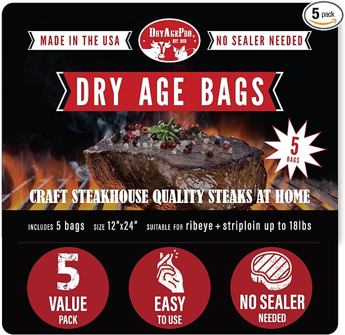 DryAgePro® Dry Age Bags for Meat, 12” x 24” Bags for Ribeye and Striploin up to by DryAgePro