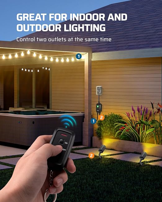 DEWENWILS Outdoor Wireless Remote Control Outlet Power Strip Weatherproof - Image 4
