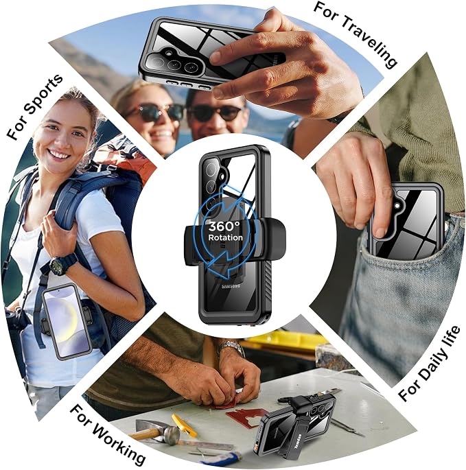 Temdan Compatible with Samsung Galaxy S24 Case Waterproof with Belt Clip Holster - Image 2