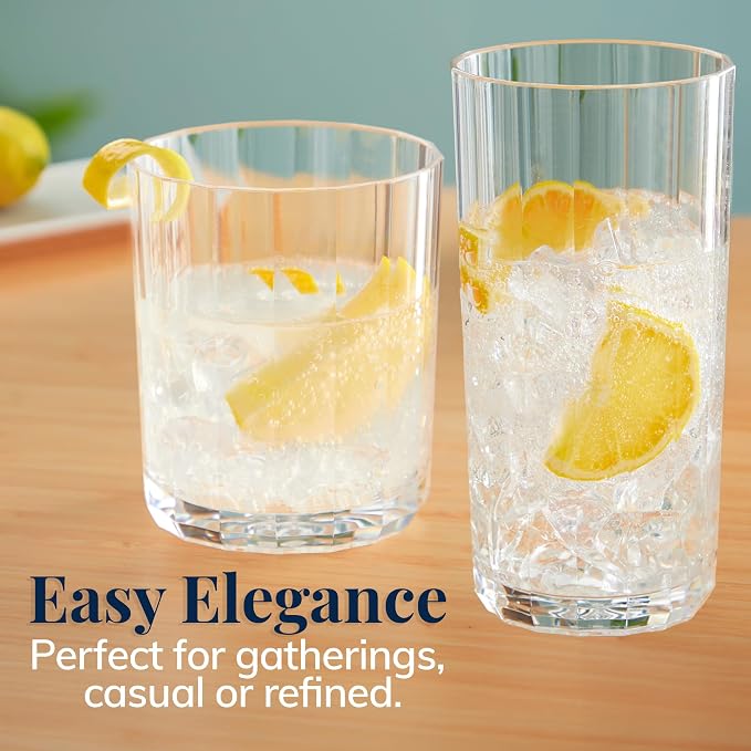 US Acrylic Faceted Clear Plastic Reusable Drinking Glasses 14oz Rocks & 18oz - Image 5