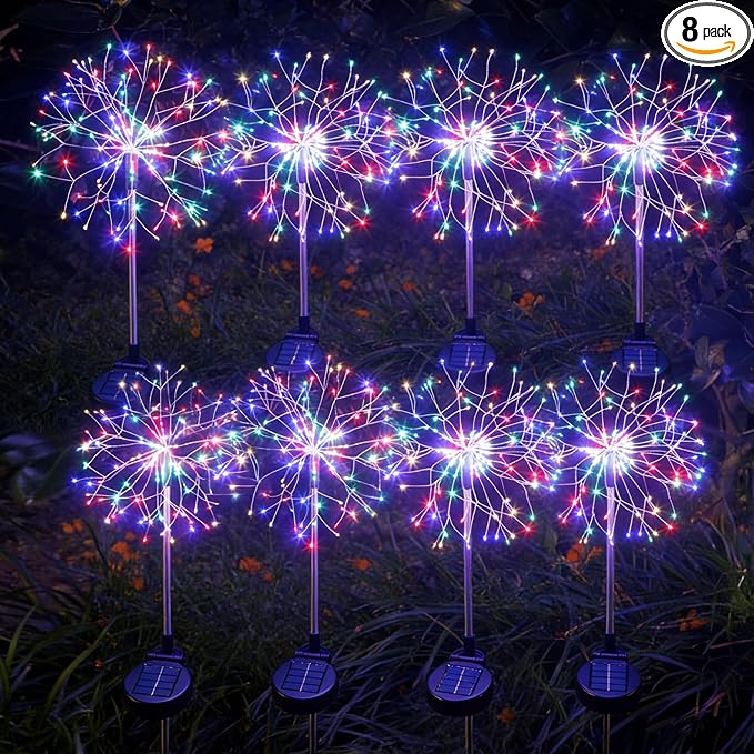 Solar Garden Lights Outdoor Yard Decorations, 8 Pack 150Leds Pathway Lights by WhereLightMeetsLife