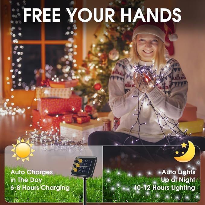 Vimorg Solar String Lights Outdoor, 2 Pack 79FT 200 LED Waterproof Solar - Image 3