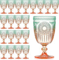 XUWAIDSGN 24Pcs Plastic Vintage Wine Glasses 13.5oz Reusable Embossed Goblet by XUWAIDSGN
