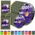 TECEUM Reflective Paracord Rope 1000 – 1000ft/200ft/100ft/50ft – 40+ Colors – by TECEUM