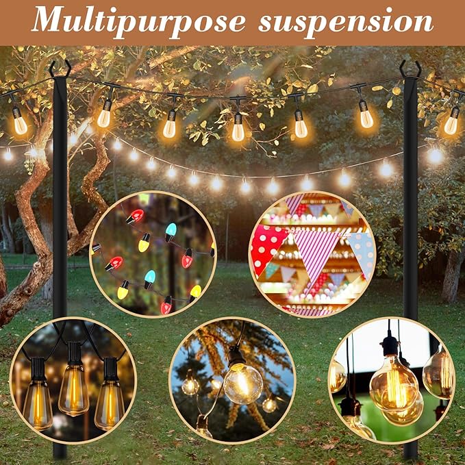NUERPO 6 Pack String Light Poles, Metal Poles - Image 3