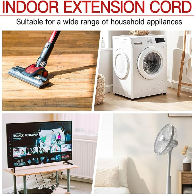 16/3 Short Extension Cord 3 FT 2 Pack, Indoor 3 Prong Power Cable, Suitable - Image 7