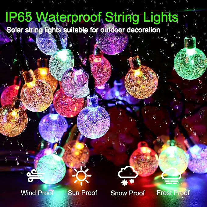 Jedavai Solar String Lights Outdoor 2 Pack 200 Led 80FT Multi-Color Crystal - Image 3