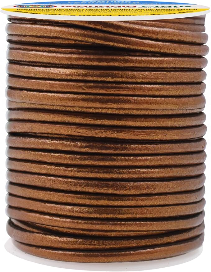 Mandala Crafts Round Genuine Bronze Leather Cord - Image 2