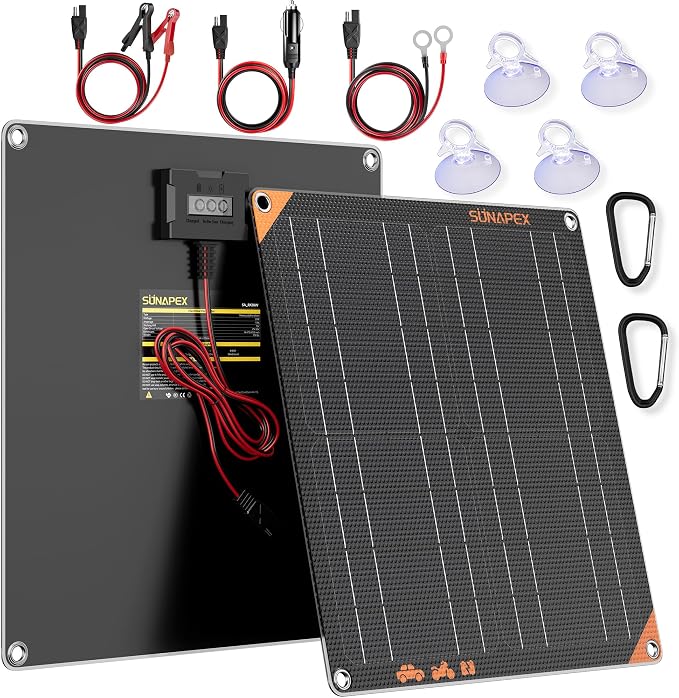 SUNAPEX 12V 20 Watt Solar Trickle Charger Maintainer by SUNAPEX-PASSINGTHEJOY