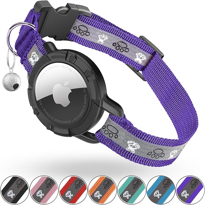 Reflective AirTag Cat Collar, Integrated Cat Tracker Collar by ODOKELE