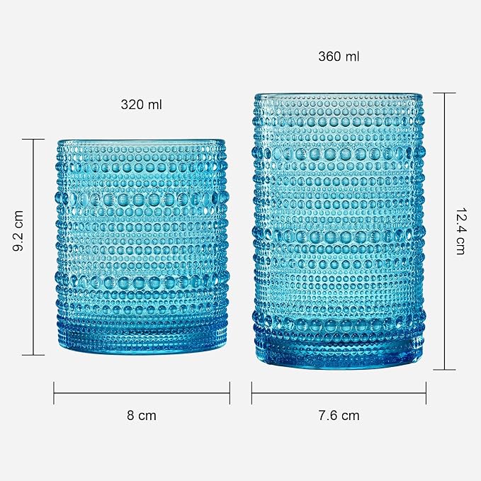 Khen Hobnail Beaded Highball Drinking Tumbler Glasses | Set of 12 | Color - Image 5