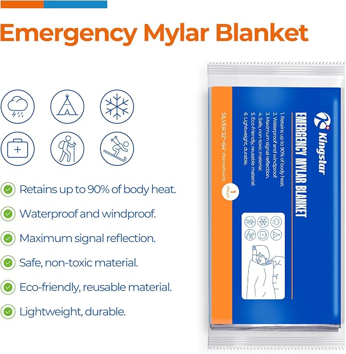 Emergency Blanket for Camping & Survival 30 Packs, Provides Thermal Protection - Image 2
