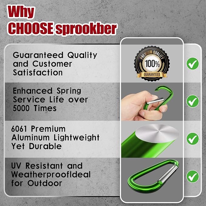 sprookber 4" & 5" Extra Large Aluminum Carabiner D Ring, Caribeener Clips - Image 6
