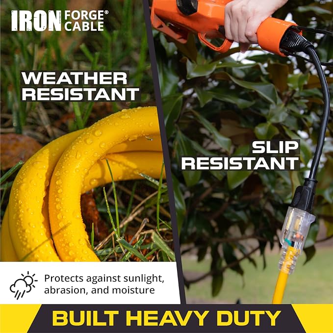 Iron Forge Cable 25ft Yellow Outdoor Extension Cord - Image 4