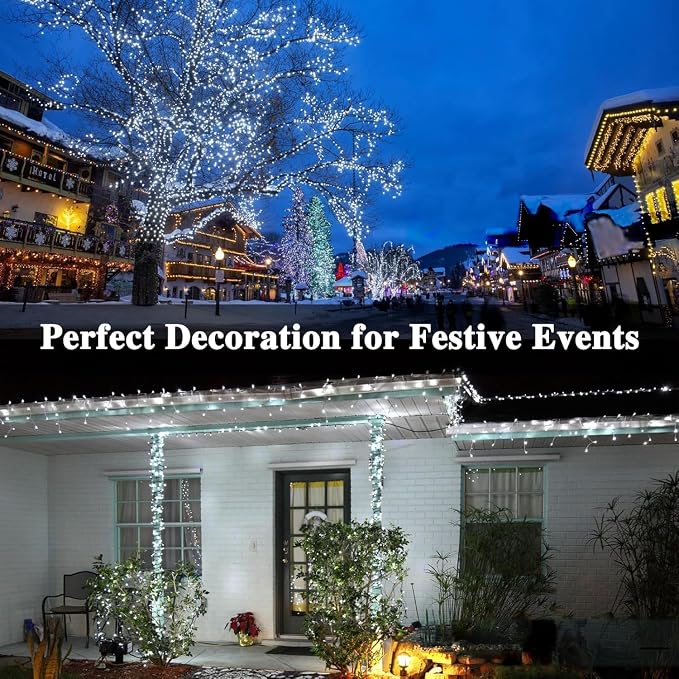 180FT 500LED Extra-Long String Lights Indoor Outdoor Clear Wire, Cold White - Image 5