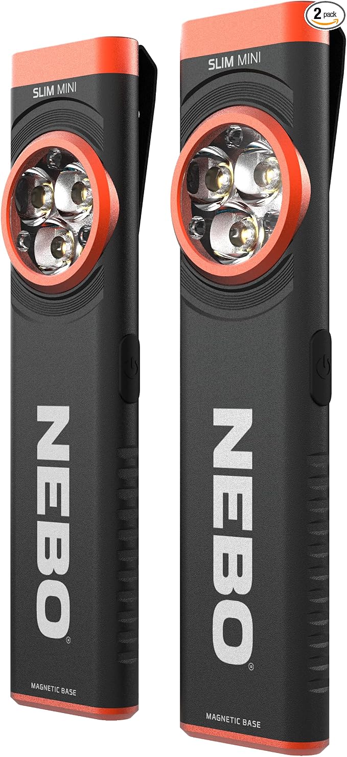NEBO Slim Mini Pocket Light 2-Pack | Rechargeable, 250 Lumens, 2 Light Modes by NEBO