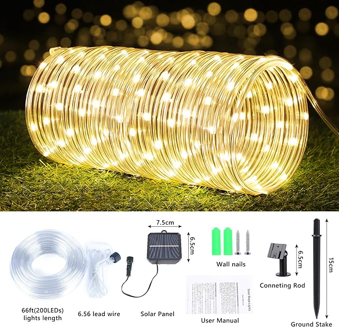 Solar Rope Lights, 2 Packs Total 132ft 400LED Solar String Lights, 8 Modes - Image 5