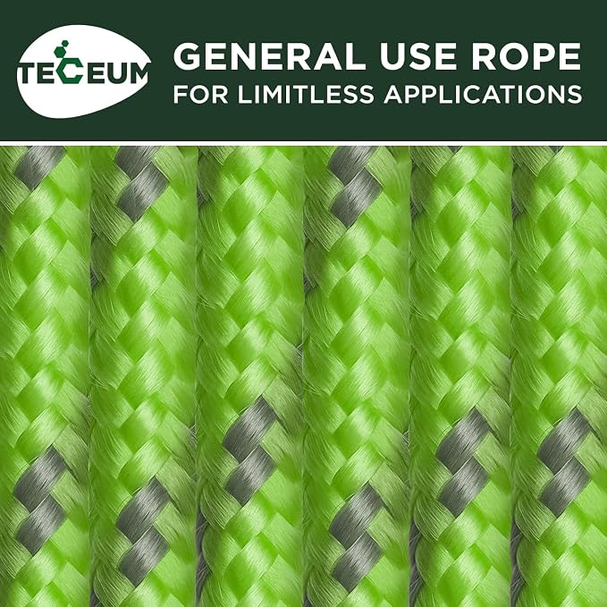 TECEUM Rope – 90 Feet x 3/8 Inch – Green Gray – Strong All-Purpose Utility Rope - Image 9