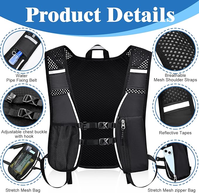 Hydration Backpack with 2L Water Bladder Bag, Lightweight and Breathable - Image 3