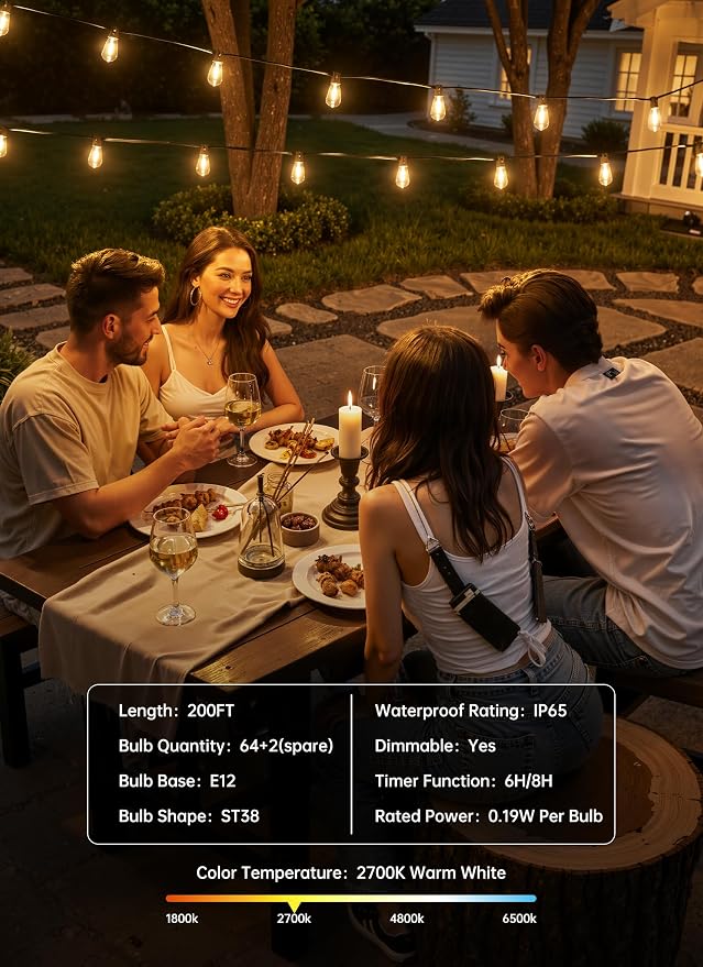 Minetom 200FT Outdoor String Lights - Image 7