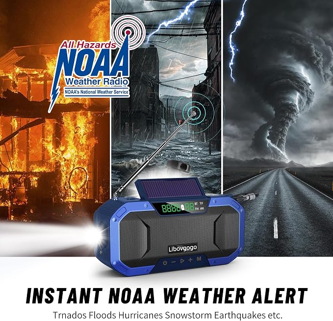 Emergency Radio Waterproof Bluetooth Speaker, Portable AM FM Radio - Image 2