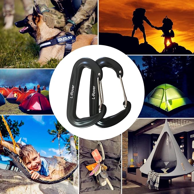L-Rover Carabiner, 12KN Lightweight Heavy Duty Carabiner Clips, Aluminium - Image 7