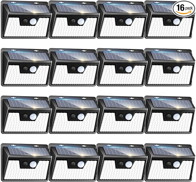 Peasur Solar Powered Lights Outdoor, 140LED 16Pack Motion Sensor Light Outside by Peasur
