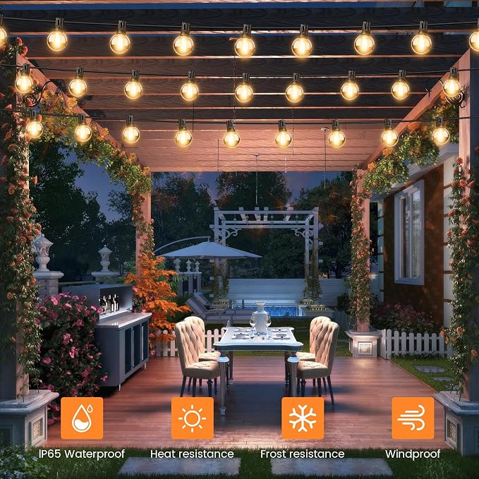 OHLUX 60FT Solar Globe String Lights Outdoor, Shatterproof Solar Patio Lights - Image 6