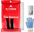 AI FORCE Fire Blanket with Gloves & Hooks – Fireproof Emergency Safety Blanket by AIFORCE