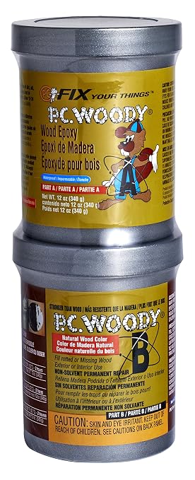 PC Products PC-Woody Wood Repair Epoxy Paste, Two-Part 12 oz in Two Cans by ProtectiveCoatingCo