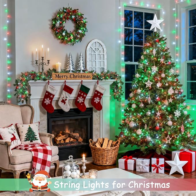 JMEXSUSS 2 Pack Red White and Green Christmas Lights Battery Operated, Each - Image 2
