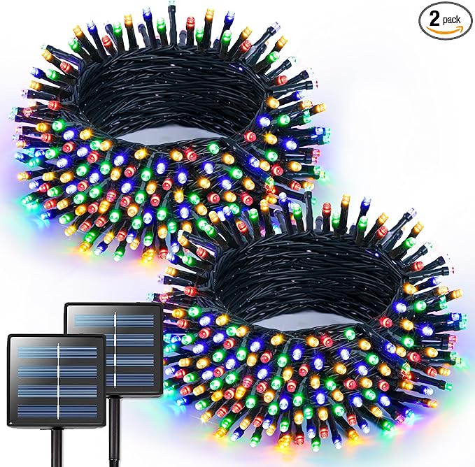 JMEXSUSS 2 Pack Solar String Lights Outdoor Waterproof, Total 400 LED 151FT by JMEXSUSS