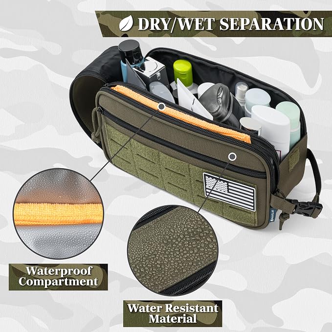 PAVILIA Tactical Toiletry Bag for Men, Travel Hygiene Bag, Military Gear Dopp - Image 2