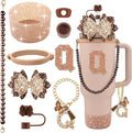 9PCS Brown for Stanley Cup Accessories Set Bling Initials Bow Charms for by Unknown