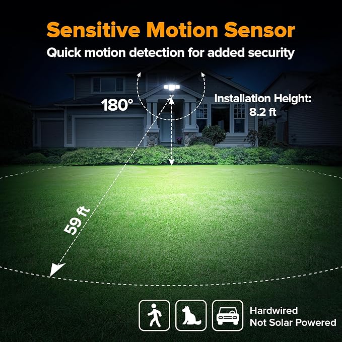 LUTEC 84W 9500LM LED Security Light Hardwire Motion Sensor Outdoor Lights - Image 3