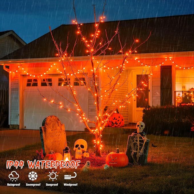 JMEXSUSS 200 LED Orange Halloween Lights Outdoor, 66ft Connectable Halloween - Image 7