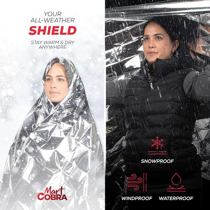 Mart Cobra Emergency Blanket 100-Pack | Reflective Thermal Blanket | Survival - Image 7