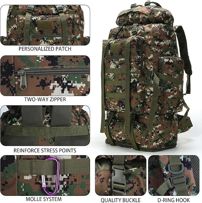 Hiking Backpack for Men 70L/100L Camping Backpack Military Rucksack Molle 3 - Image 6