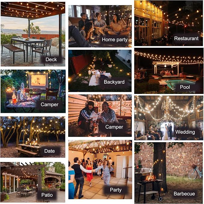 DAMAING Outdoor String Lights 50FT Waterproof, LED Patio Lights Dimmable - Image 8