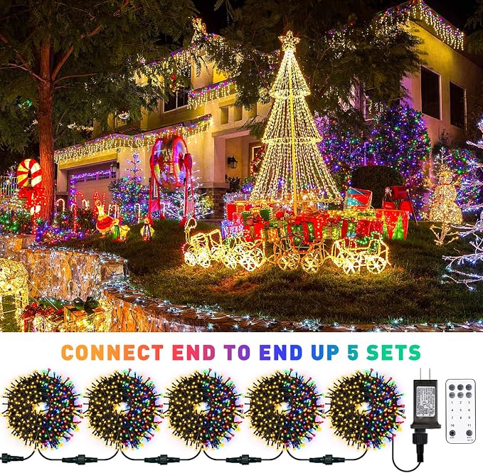 JMEXSUSS Color Changing Christmas Lights, 66ft 200 LED Warm White & Multicolor - Image 7