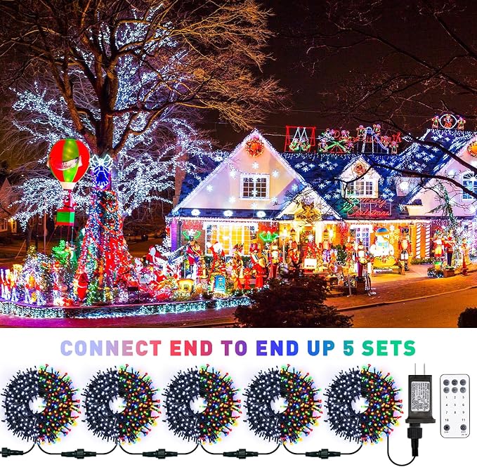 JMEXSUSS Color Changing Christmas Lights, 66ft 200 LED White & Multicolor - Image 7
