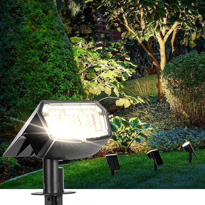 AUDERWIN Solar Spot Lights Outdoor 63 LED 3 Lighting, Waterproof IP65 Modes by AUDERWIN