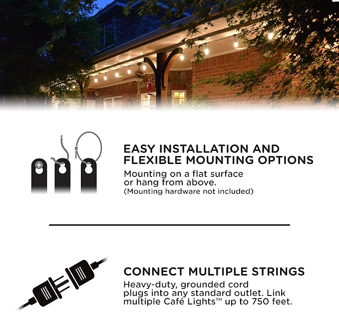 Enbrighten LED Outdoor String Lights 48ft Soft Warm White Patio Lights - Image 6