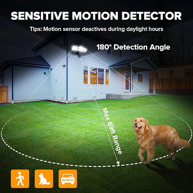 UME 2 Pack 5500LM LED Security Lights Motion Sensor Light Outdoor, 5000K - Image 3