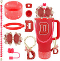 9PCS Red for Stanley Cup Accessories Set Bling Initials Bow Charms for Stanley by Unknown